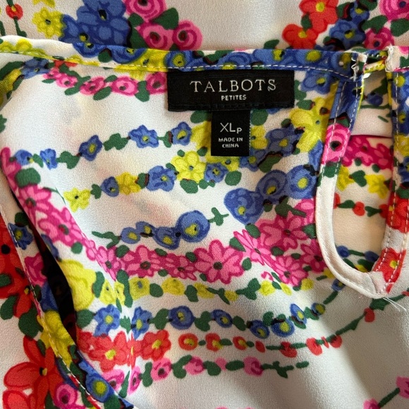 Talbots Ruffle Sleeve Swirling Floral Blouse Colorful Lightweight Women’s Sz XLP - Picture 5 of 8